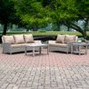 Three Birds Casual Bella Deep Seating Collection with Gray Wicker Frame and Natural Cushion