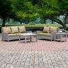 Three Birds Casual Bella Deep Seating Collection with Gray Wicker Frame and Spectrum Sand Cushion