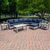 Three Birds Casual Bella Deep Seating Collection with Gray Wicker Frame and Spectrum Indigo Cushion