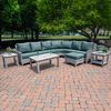 Three Birds Casual Bella Deep Seating Collection with Gray Wicker Frame and Cast Lagoon Cushion