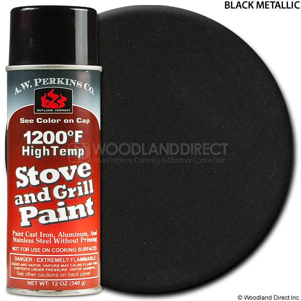 A.W. Perkins Black Metallic Spray On Stove Paint - Large image number 0