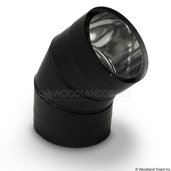 8" Diameter Champion Premium Double Wall Black Stove Pipe - 45º Fixed Elbow