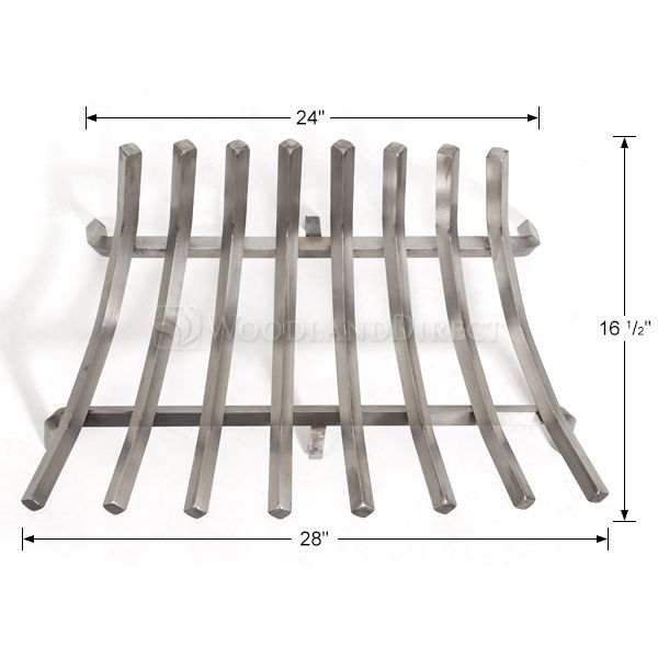 Lumino Stainless Steel Contoured Lifetime Fireplace Grate - 28"