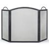 Three-Fold Black Wrought Iron Embossed Arched Fireplace Screen- 52"x32 1/2" image number 0