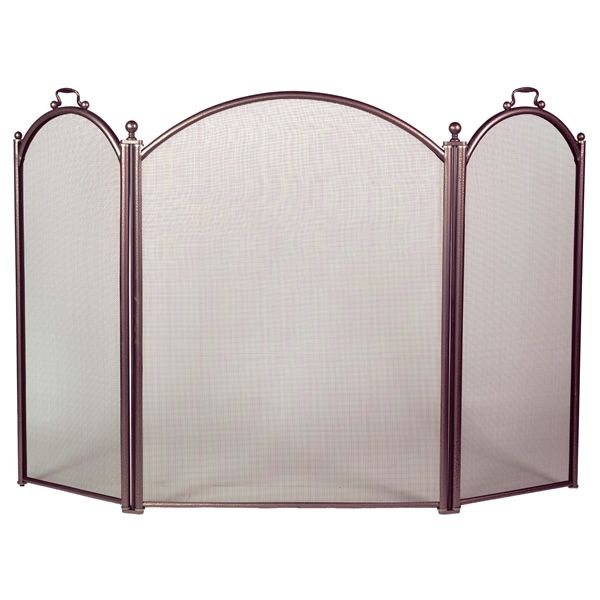 3-Panel Bronze Arched Fireplace Screen - 52" x 34"