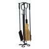 Wrought Iron Fireplace Tool Set With Ring Handles - Black