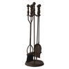 4 Piece Bronze Fireplace Tool Set with Ball Handles - Round