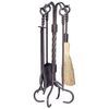 Fireplace Tool Set with Twisted Ring Handles -Bronze