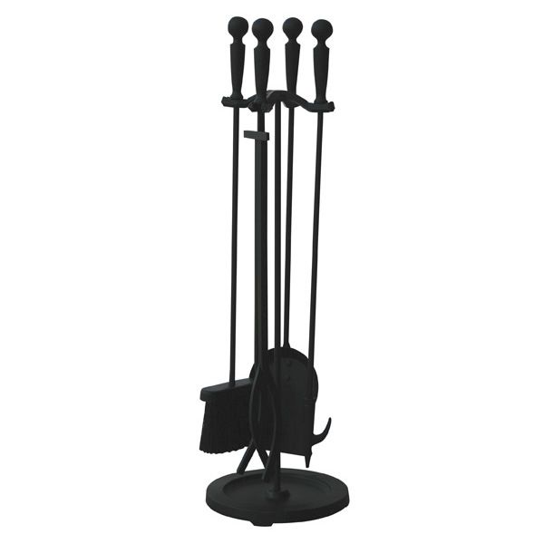 Fireplace Tool Set with Double Rods - Brushed Black image number 0