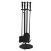 Fireplace Tool Set with Double Rods - Brushed Black