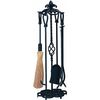 Heavy Weight Wrought Iron Fireplace Tool Set - Black