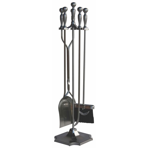 4 Piece Pewter Fireplace Tool Set - Square image number 0