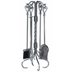 4 Piece Pewter Wrought Iron Tool Set With Heart Handles