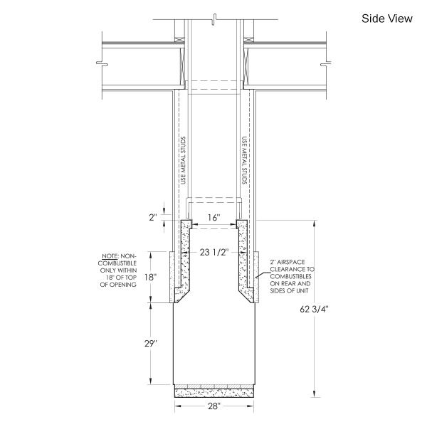 43" Pre-cast Masonry See Through Firebox Kit - Gas Burning