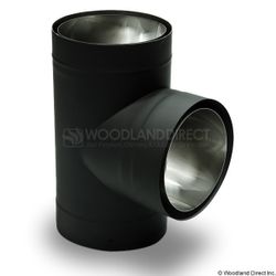 6" Premium Double Wall Black Stove Pipe Tee & Cap