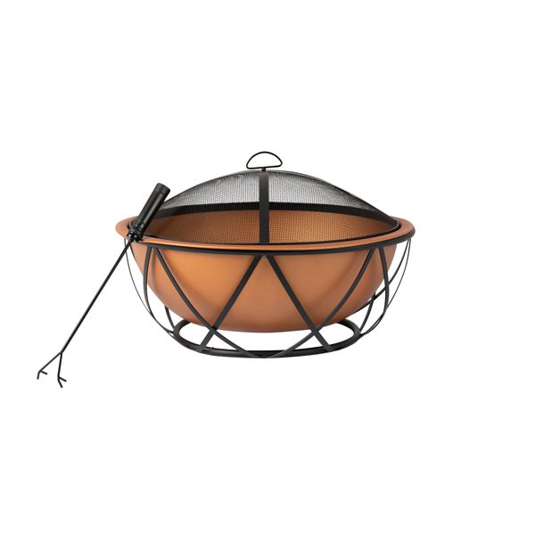 Barzelonia Round Copper Wood Burning Fire Pit