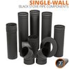 7" Champion Single Wall Black Stove Pipe Components