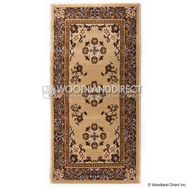 Beige Oriental Rectangular Wool Fireplace Hearth Rug - 44"x22"