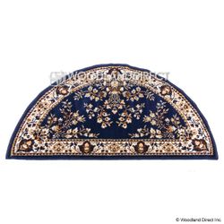 Blue Oriental 44"x22" Half Round Wool Fireplace Hearth Rug