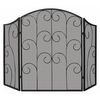 Black Fireplace Screen with Decorative Scroll - 52" x 35"