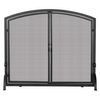 Black Single Panel Wrought Iron Fireplace Screen with Doors - 44" x 34" image number 0