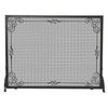 Black Single Panel Wrought Iron Scrollwork Fireplace Screen - 44" x 33"