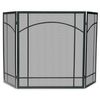 Black Triple Panel Iron Fireplace Screen with Mission Design - 55" x 31"