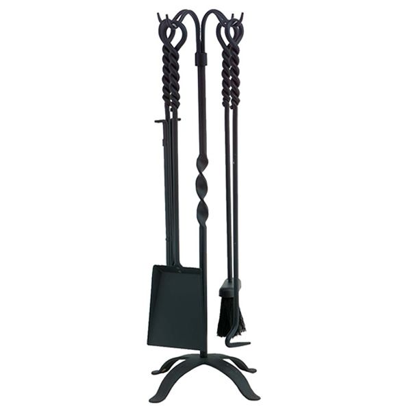 Braided Rope Wrought Iron 4 Piece Tool Set - Black image number 0