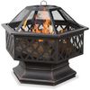 Bronze Hex Shaped Outdoor Firebowl with Lattice