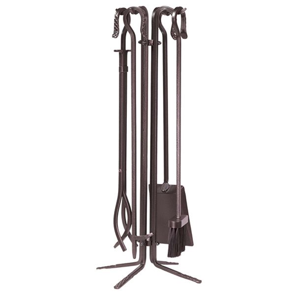 Wrought Iron Quad Stand 4 Piece Tool Set - Bronze image number 0
