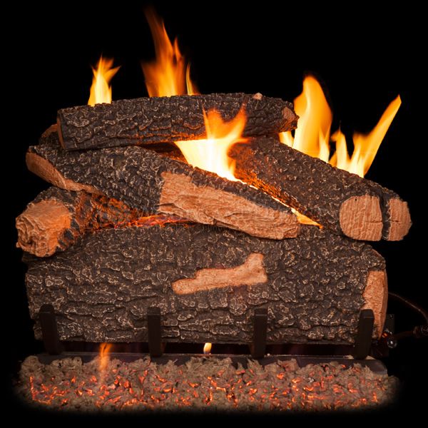 Natural Gas Fireplace Logs Set 30" Large Realistic Vented fire Place Insert Log 
