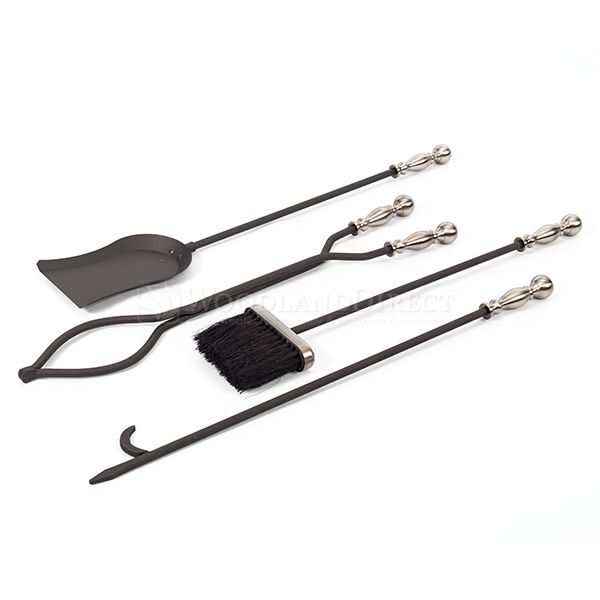 Graphite & Pewter Finish 4 Piece - Tool Fireplace Tool Set image number 1