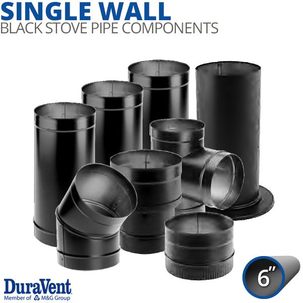 6 Diameter DuraVent DuraBlack Single-Wall Stove Pipe Components
