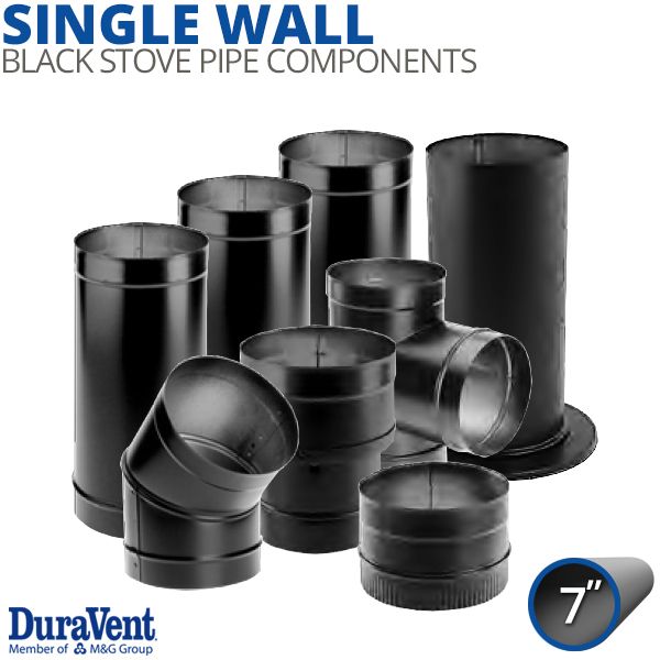7" Diameter DuraVent DuraBlack Single-Wall Stove Pipe Components image number 0