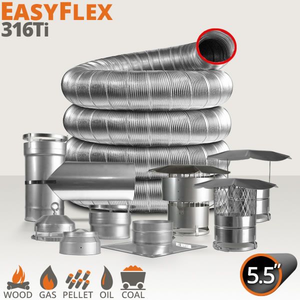 EasyFlex 316Ti Custom Chimney Liner Kit - 5.5" image number 0