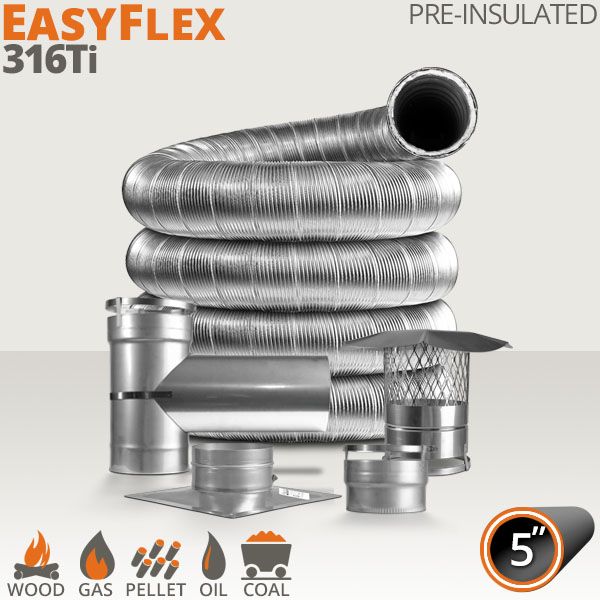 EasyFlex 316Ti Pre-Insulated Chimney Liner Kit - 5" image number 0