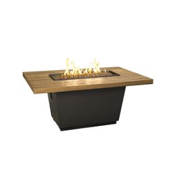 French Barrel Oak Cosmo Gas Fire Pit Table - Rectangle