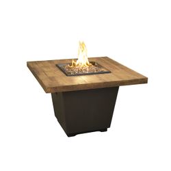 French Barrel Oak Cosmo Gas Fire Pit Table - Square