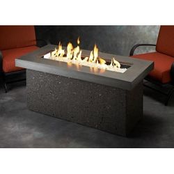 Key Largo Black Linear Gas Fire Pit - Supercast Top - Manual Ignition