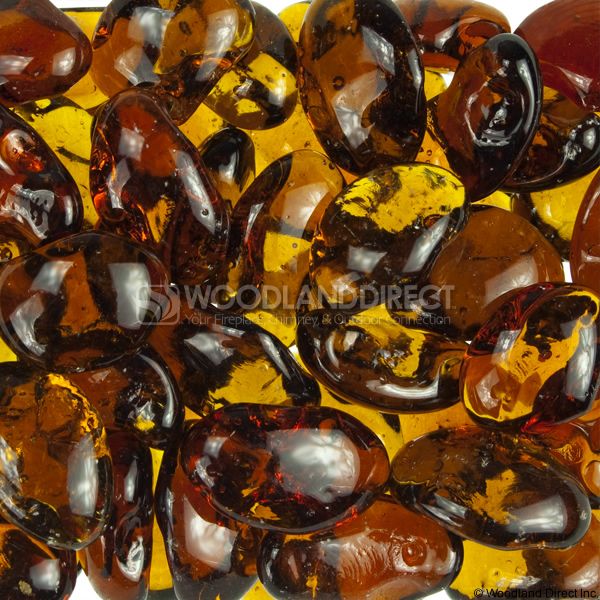 Krystal Fire 1" Smooth Amber Fire Glass image number 0