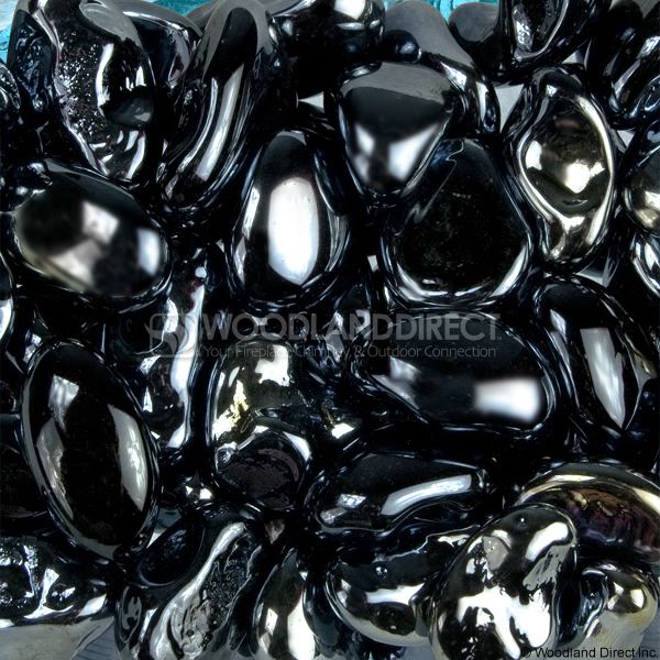 Krystal Fire 1" Smooth Obsidian Iridescent Fire Glass image number 0