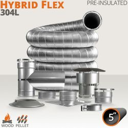 Hybrid Flex 304L Pre-Insulated Chimney Liner Kit - 5"