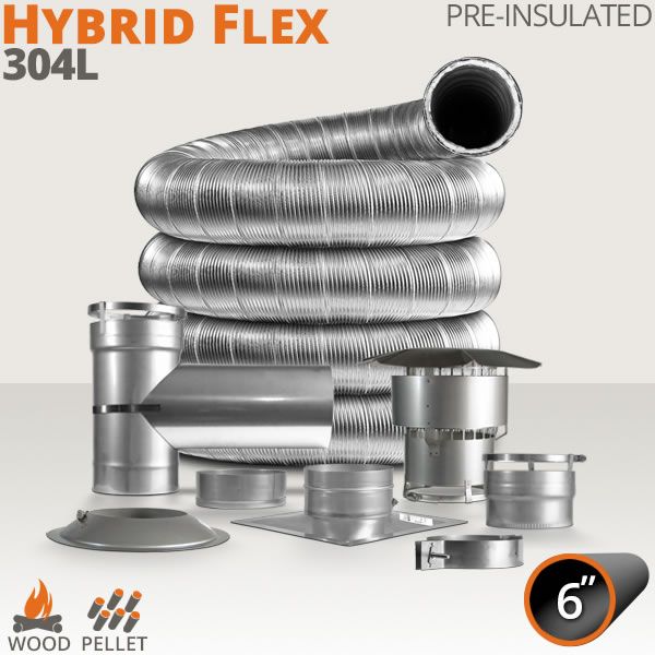 Hybrid Flex 304L Pre-Insulated Chimney Liner Kit - 6" image number 0
