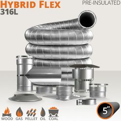 Hybrid Flex 316L Pre-Insulated Chimney Liner Kit - 5"