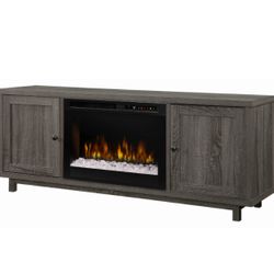 Jesse Media Console Electric Fireplace With Glass Ember Bed