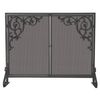 Olde World Single Panel Iron Fireplace Screen with Scrolls - 39" x 31" image number 0