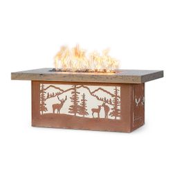 Outback Rectangle Deer Country Corten Steel Fire Table