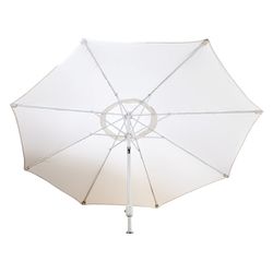 Lion 9' Natural Umbrella with White Aluminum Pole