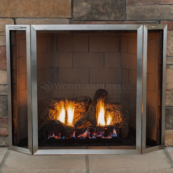 Lumino Stainless Steel Three Panel Fireplace Screen