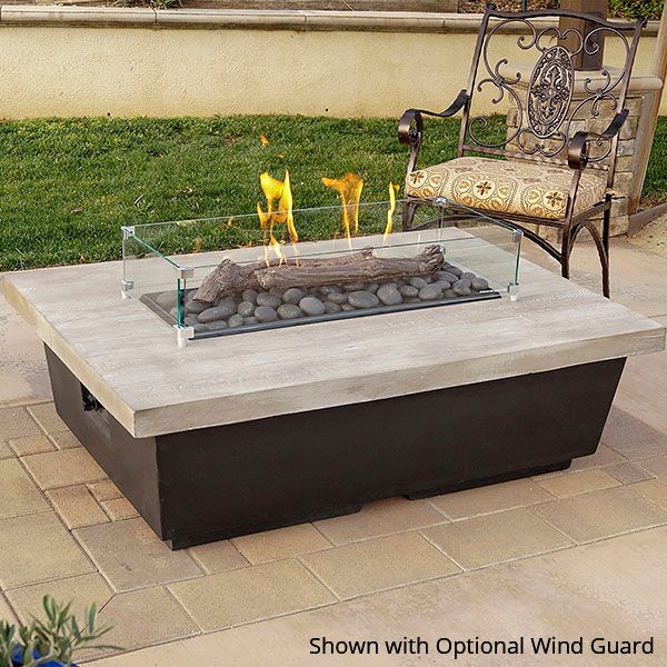 Silver Pine Contempo Gas Fire Pit Table Rectangle Woodland Direct